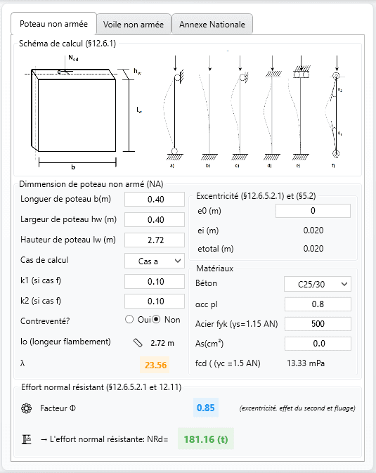 Vérification de poteau non armé EC2